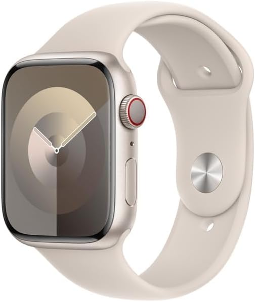 Apple Watch Series 9 (GPS + Cellular, 45 MM) Caja de Aluminio Blanco Estrella con Correa Deportiva Blanco Estrella, M/L (Reacondicionado)