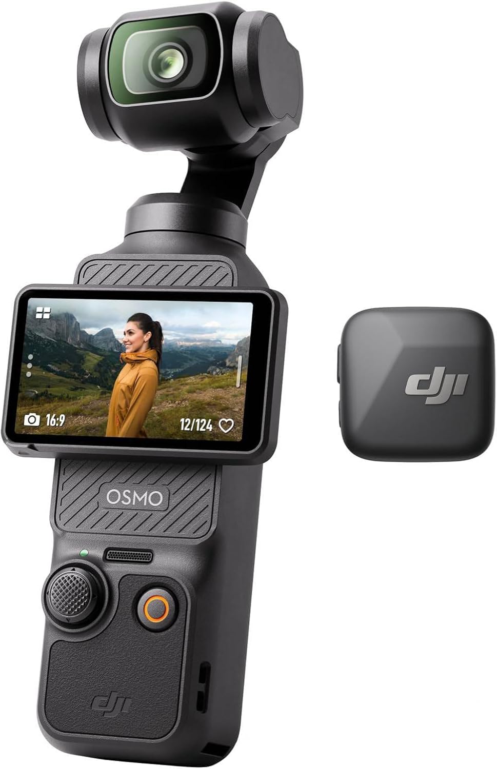 DJI Osmo Pocket 3 + Transmisor Mic Mini (Negro Obsidiana), cámara para vlogging, micrófono inalámbrico