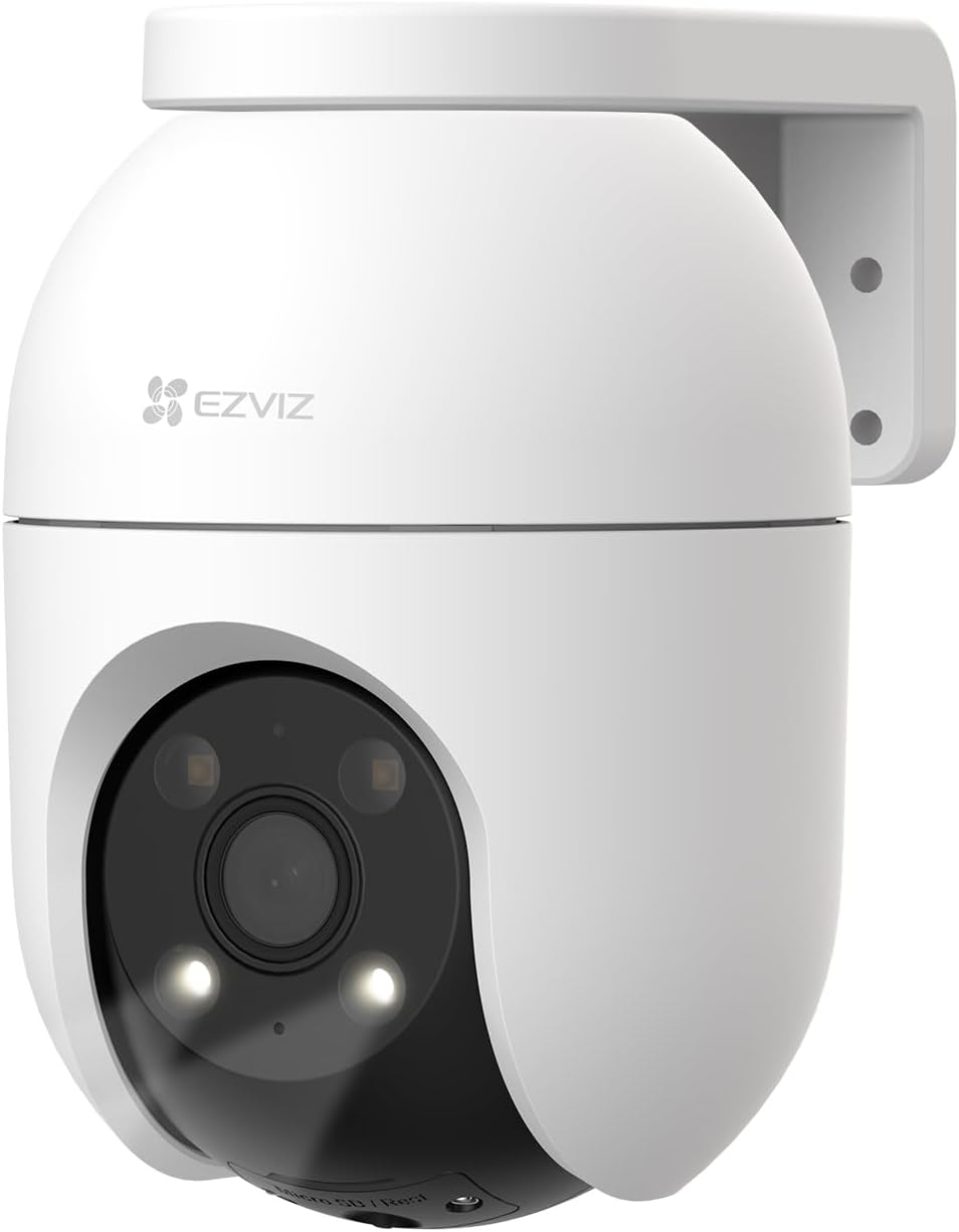 Cámara de vigilancia EZVIZ C8c 4K WiFi para exteriores de 360° con seguimiento y zoom automáticos, detección de formas humanas y de vehículos, visión nocturna a color y audio.